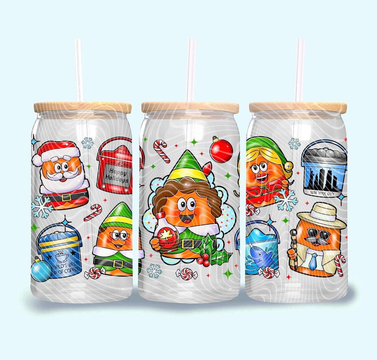 elf Christmas movie glass can wrap Libby’s beer