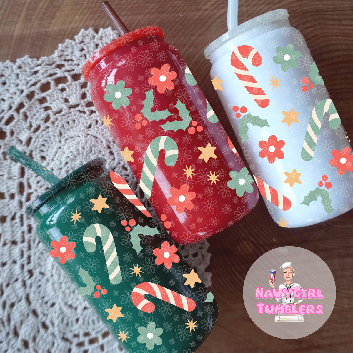 Christmas calories don’t count cute 16oz wrap beer can Libby sublimation uv DTF