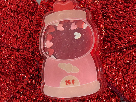 Valentine shaker Gum Ball Machine Badge Reel