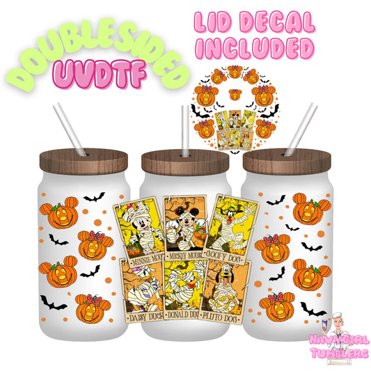 disney mickey and minnie pumpkins tarot card mummies 16oz double sided uv dtf wrap double sided
