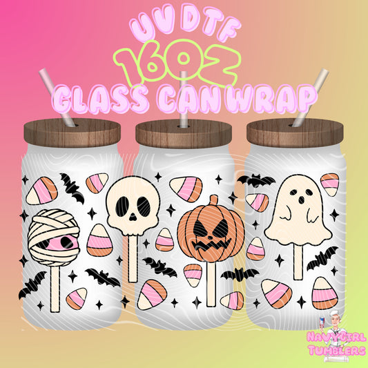 Halloween Lollipops Candy 16oz UV DTF Wraps (Single Sided)