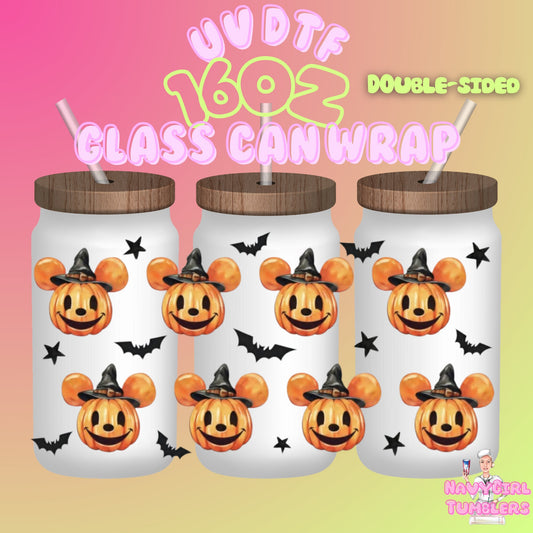 Mouse Pumpkin 16oz UV DTF Wraps (Double Sided)
