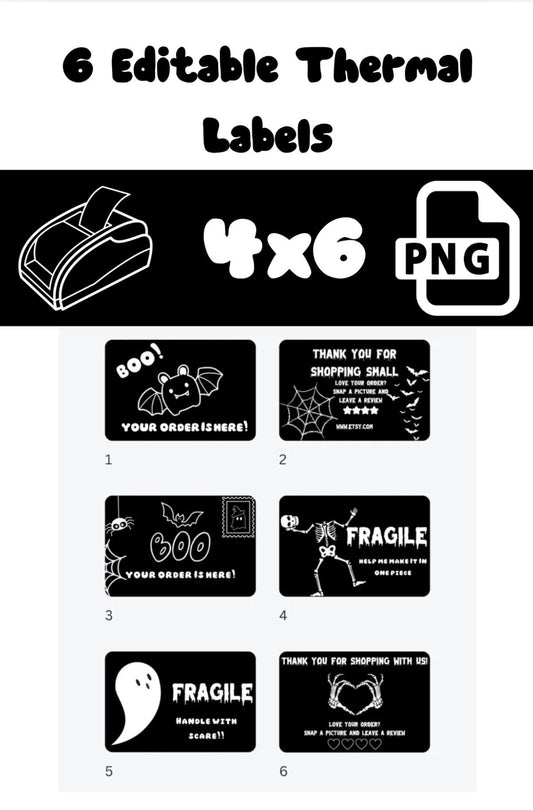 6 Editable Thermal Printer Labels