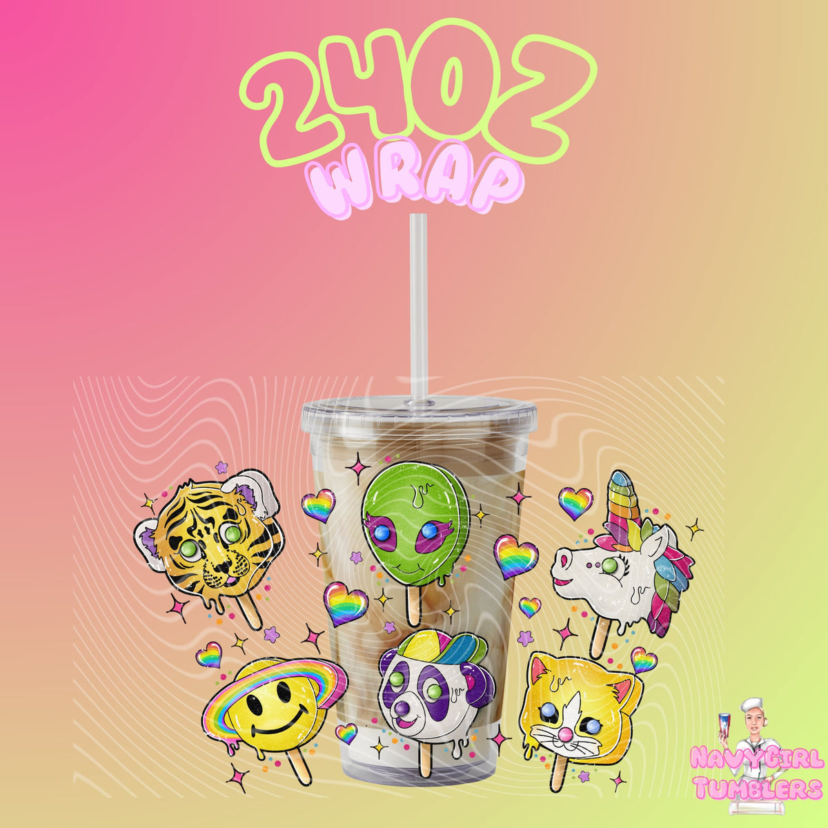 lisa frank 24oz can wrap cold cup starbucks no hole