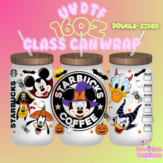 mickey mouse disney starbucks wrap uv dtf 16oz can bamboo lid