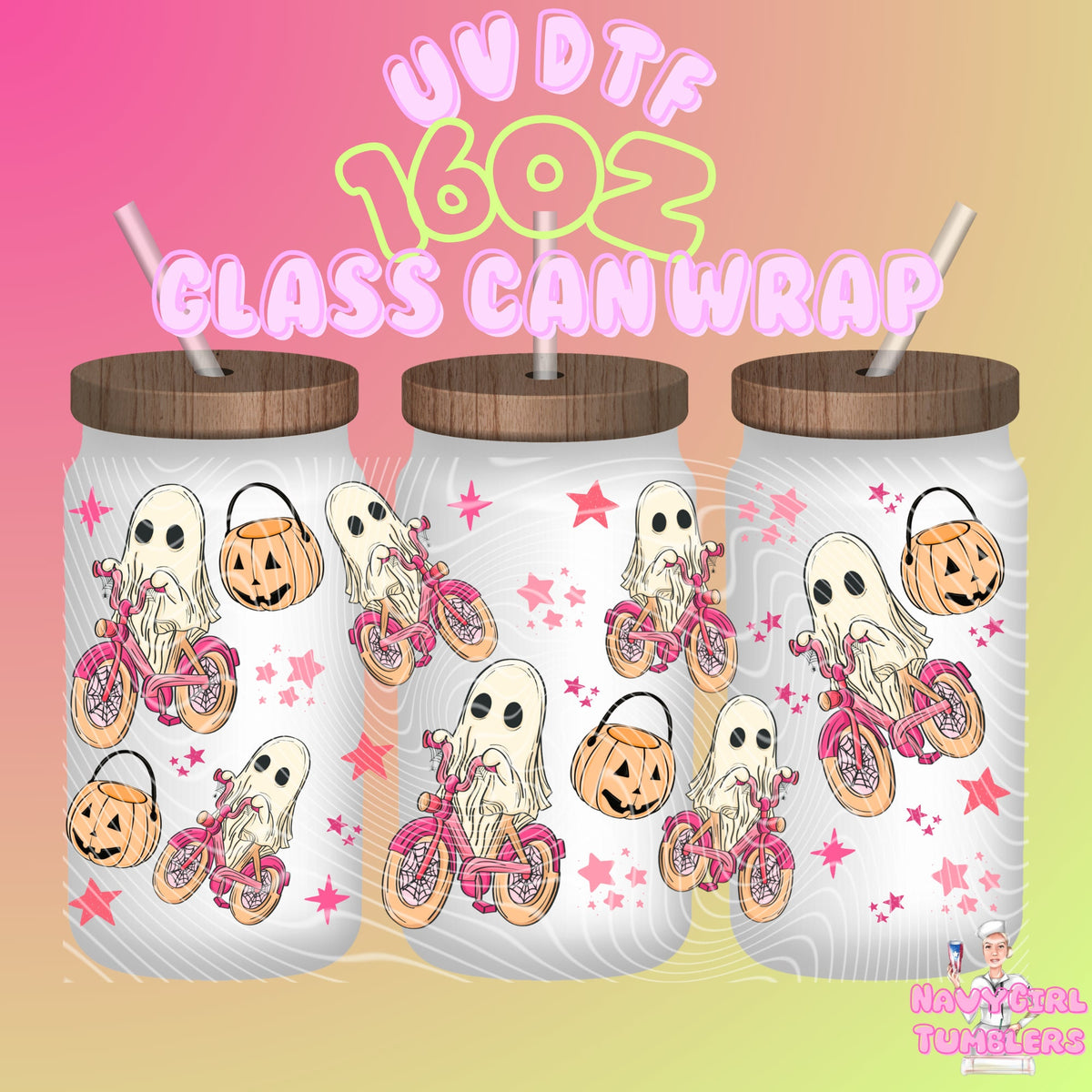 Ghost Bicycle 16oz UV DTF Wraps (Double Sided)