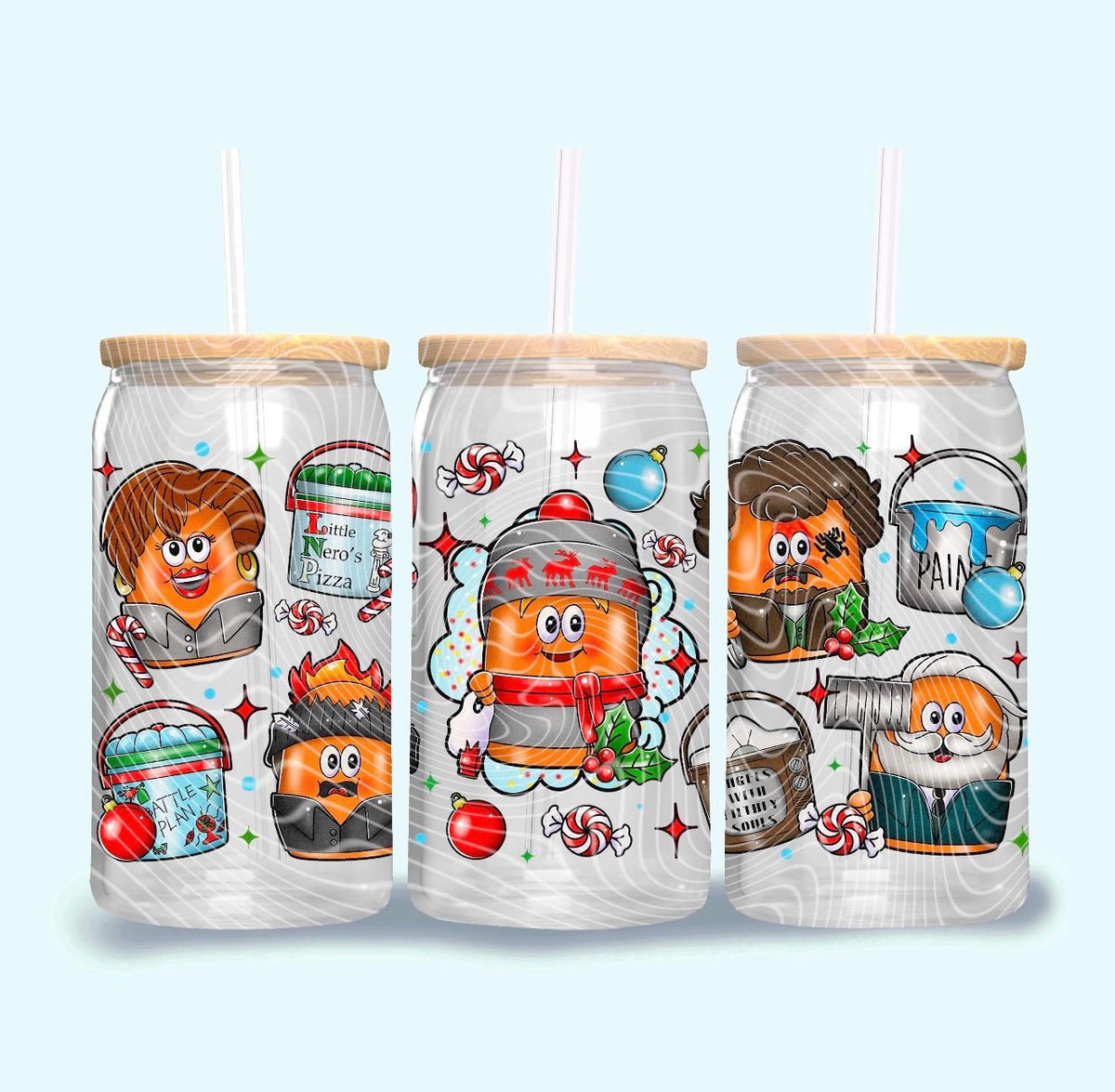 home alone Christmas movie uv DTF wrap 16oz glass beer can Libby’s