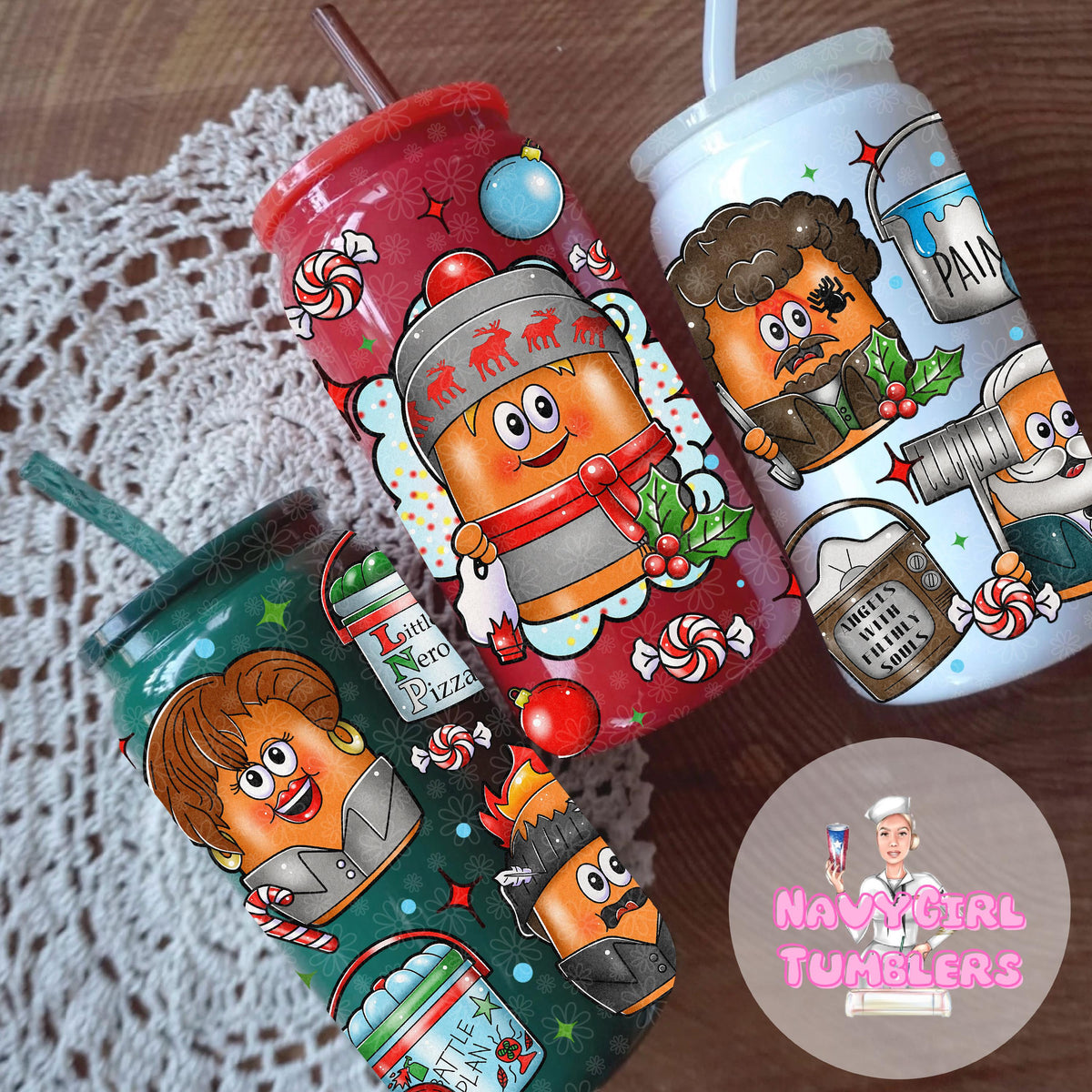 home alone Christmas movie uv DTF wrap 16oz glass beer can Libby’s