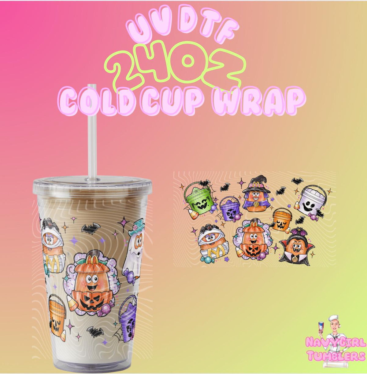 Halloween Buckets and Nuggets 24oz Cold Cup Wrap (Single Sided)