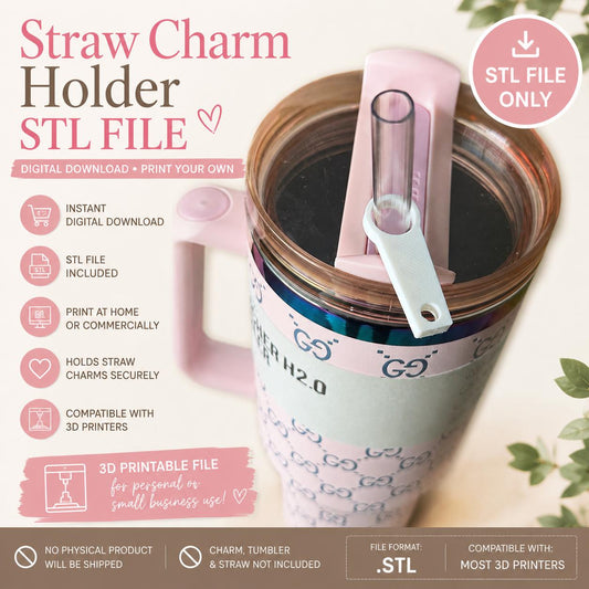Tumbler Straw Charm Holder - 12mm