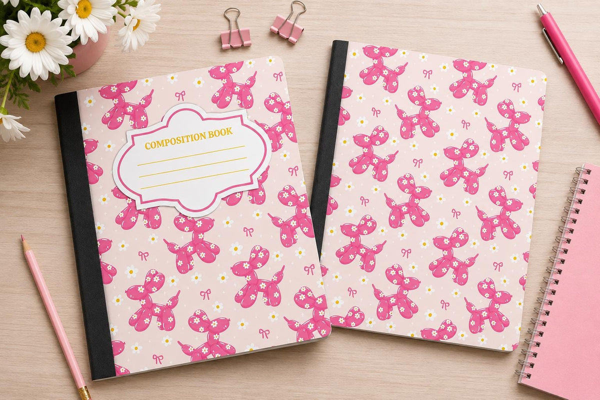 Pink Balloon Dog - Composition Notebook Cover PNGs