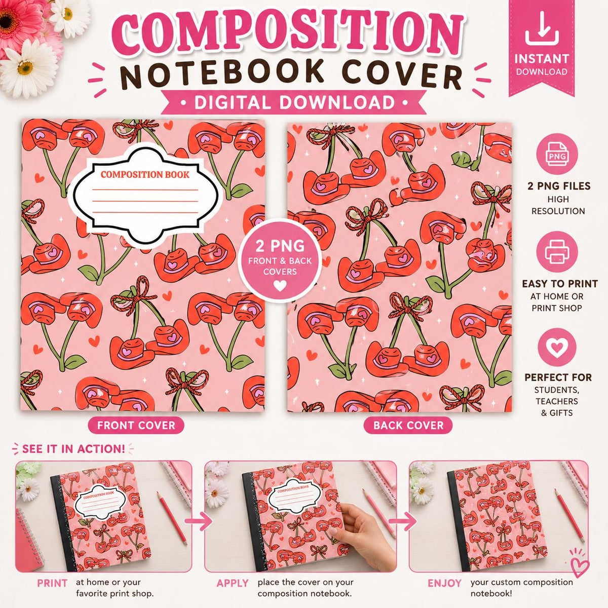 Cowgirl Cherries - Composition Notebook Cover PNGs