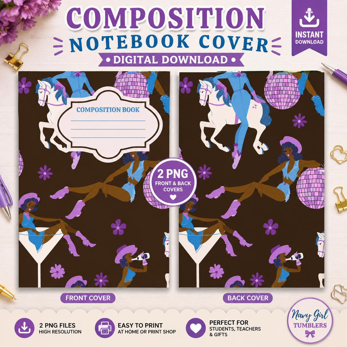 Rodeo Cowgirl - Composition Notebook Cover PNGs