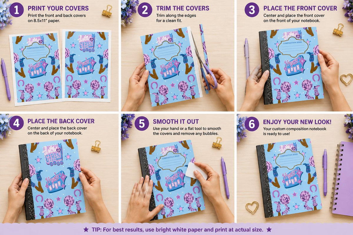 Howdy Boys Cowgirl - Composition Notebook Cover PNGs