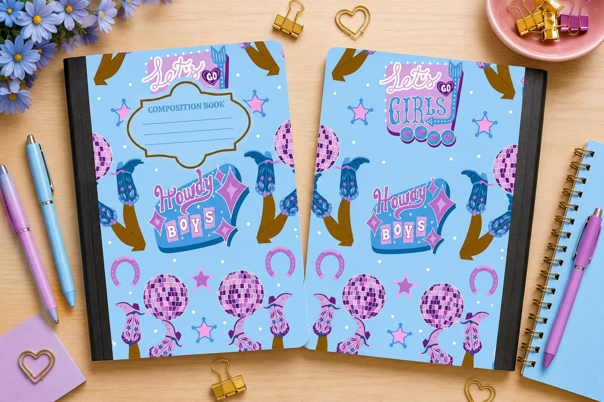 Howdy Boys Cowgirl - Composition Notebook Cover PNGs