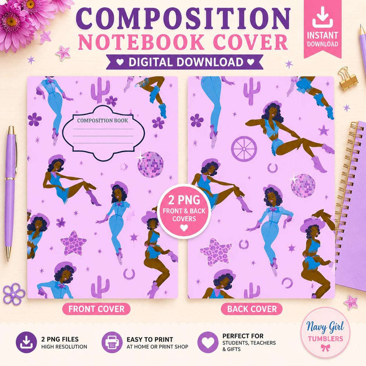 Cowgirl Pinup1 - Composition Notebook Cover PNGs
