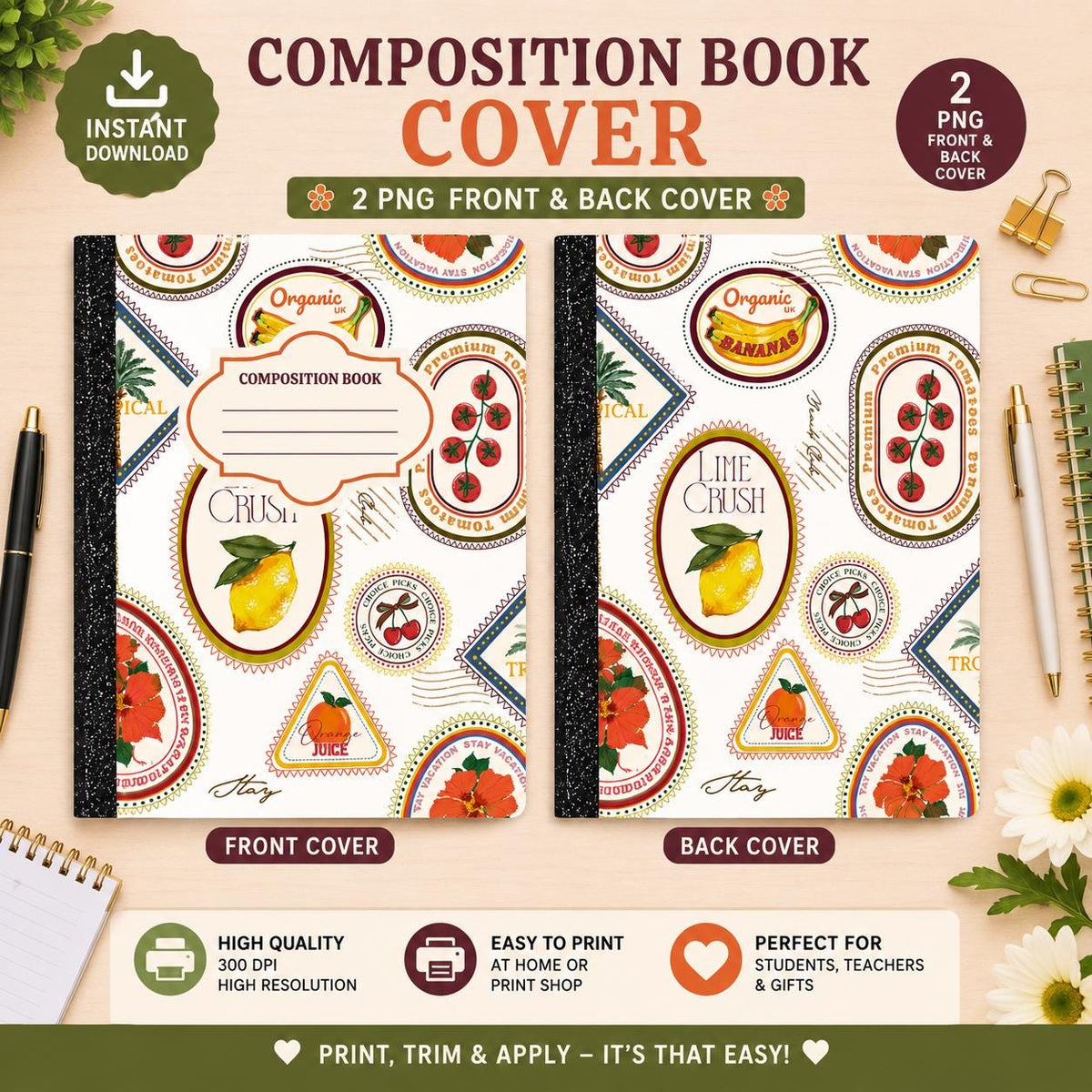 French Market - Composition Notebook Cover PNGs