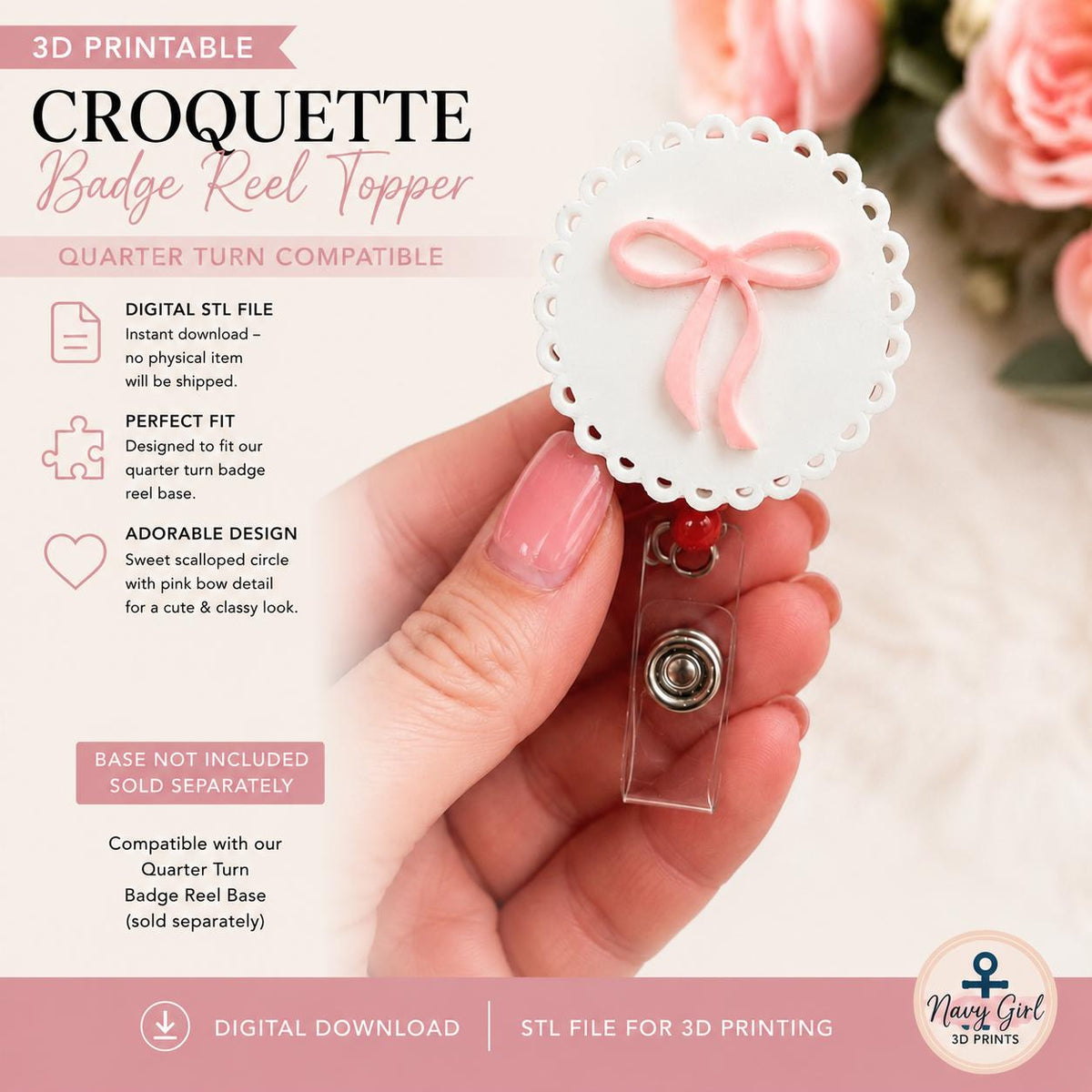 Croquette Badge Reel Topper