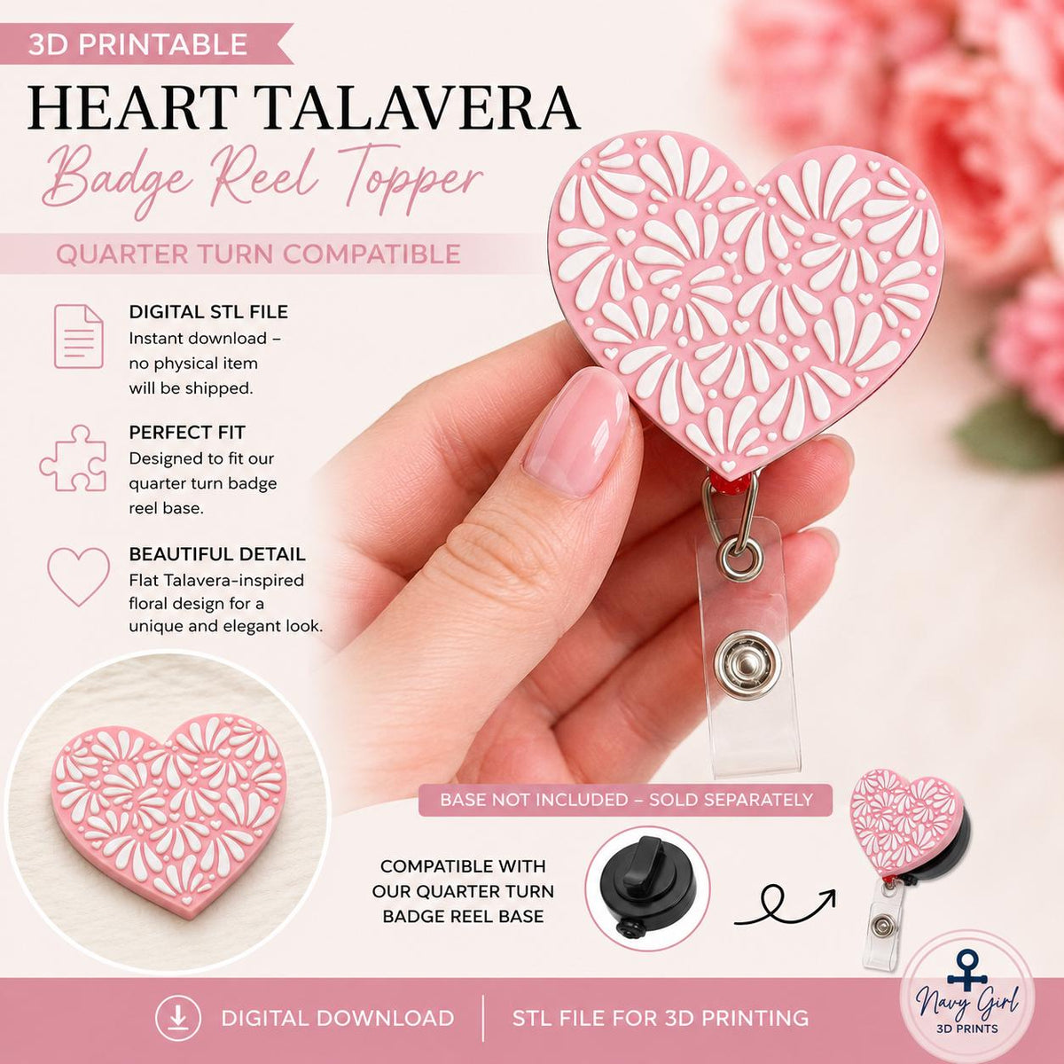 Talavera Heart Badge Reel Topper