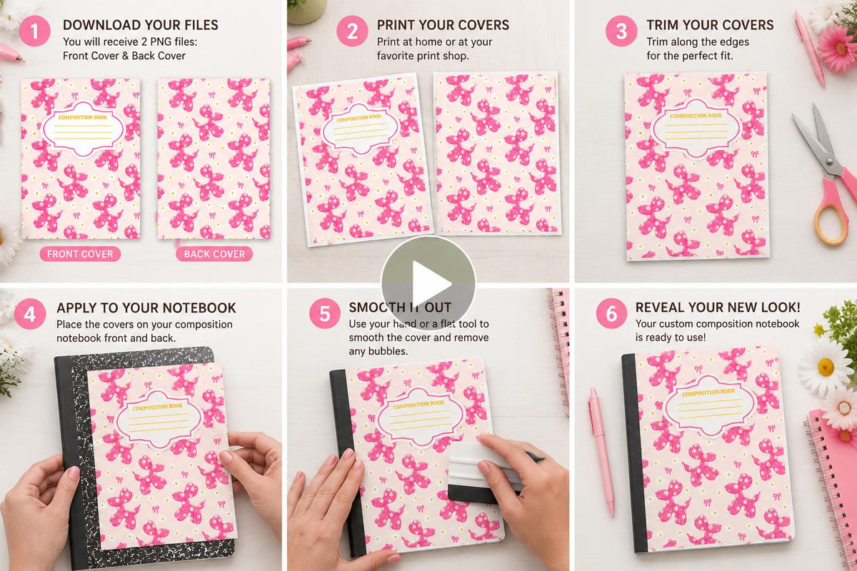 Pink Balloon Dog - Composition Notebook Cover PNGs