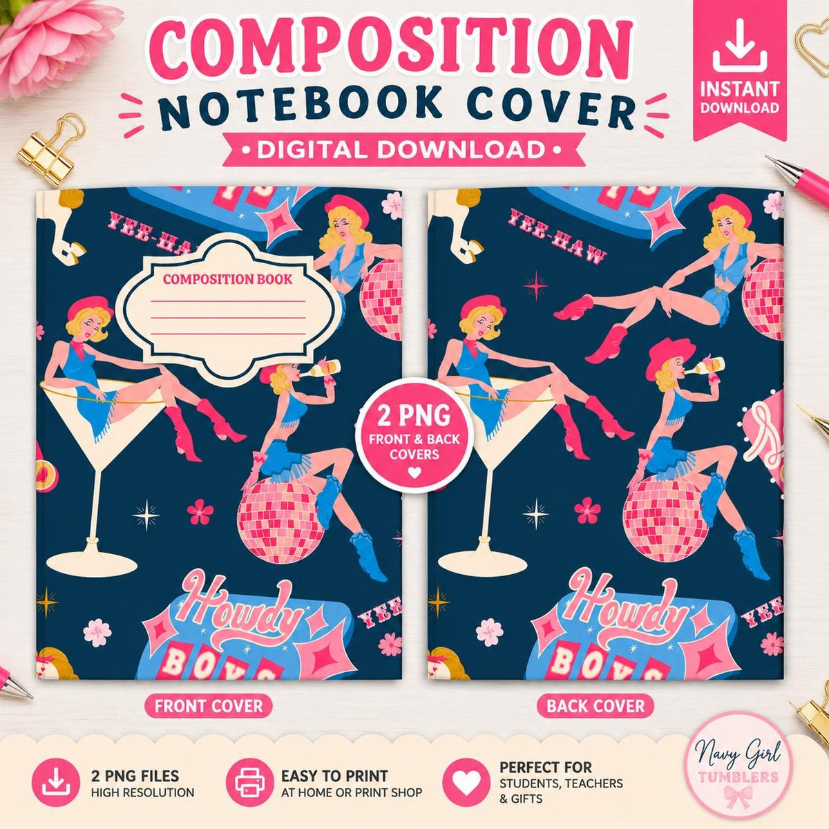 Cowgirl Martini - Composition Notebook Cover PNGs