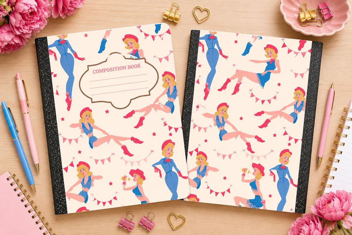 Cowgirl Pinup - Composition Notebook Cover PNGs