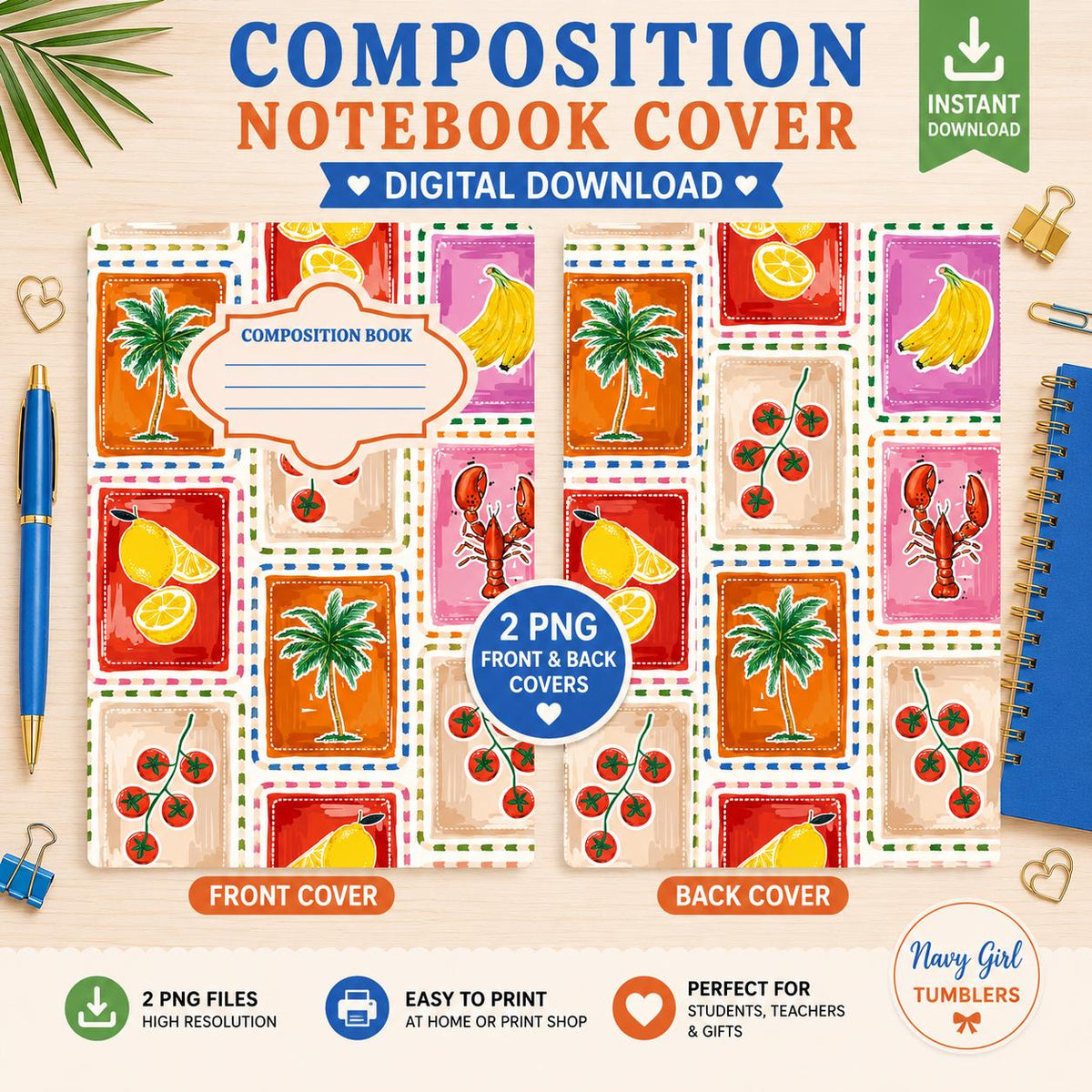 Contemporary Mediterranean - Composition Notebook Cover PNGs