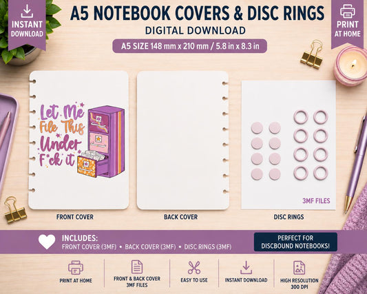 A5 File This Notebook Cover Set Digital Download