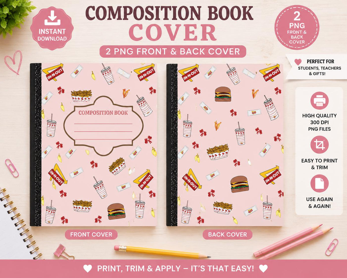 West Coast Burgers - Composition Notebook Cover PNGs