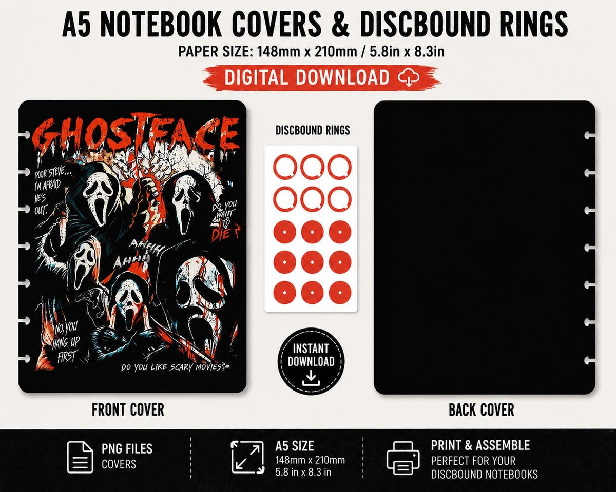 A5 Ghostface Notebook Cover Set Digital Download