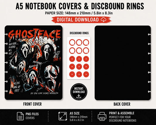 A5 Ghostface Notebook Cover Set Digital Download