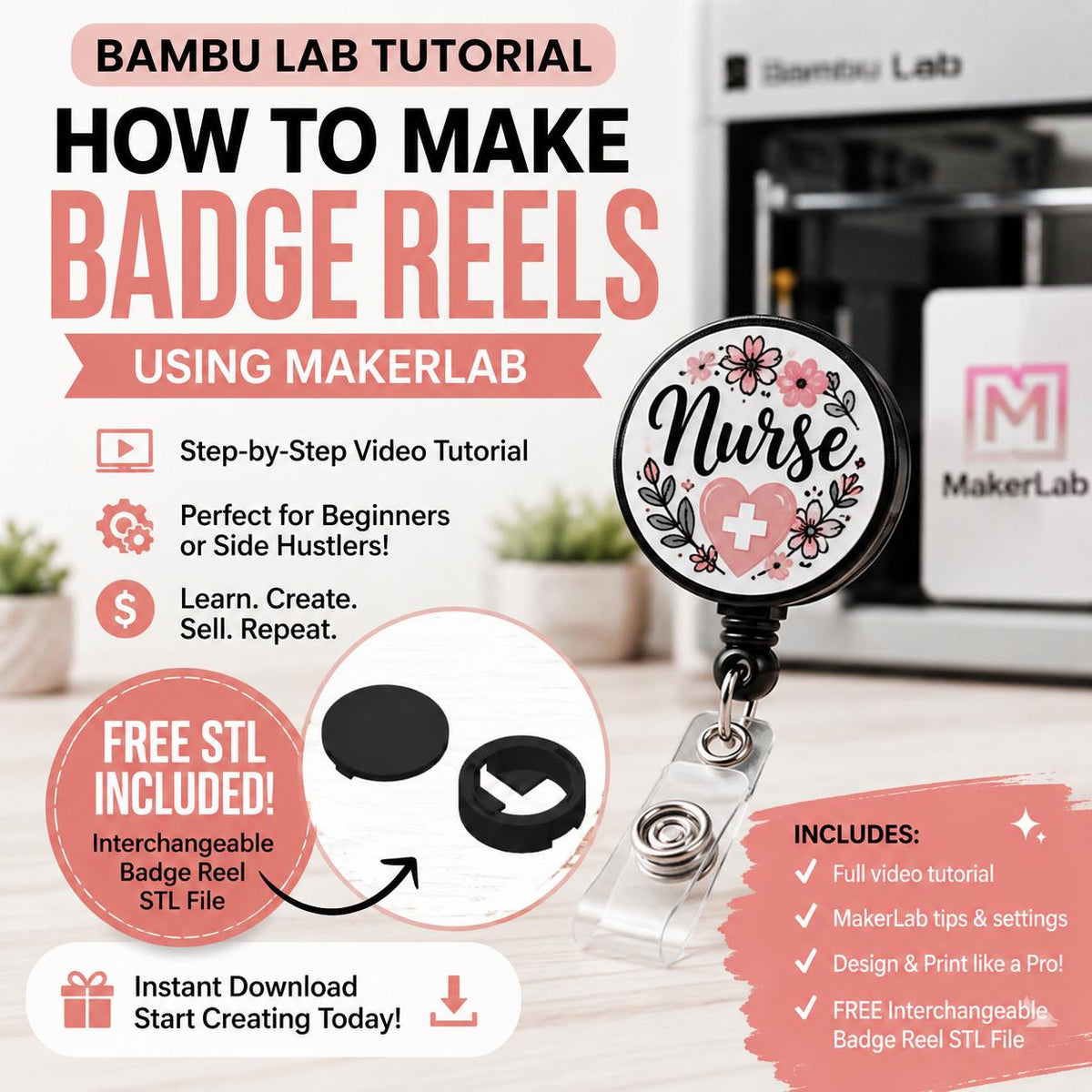 Beginners Guide- Learn to Design Badge Reels in 20 Minutes – FREE STL Included