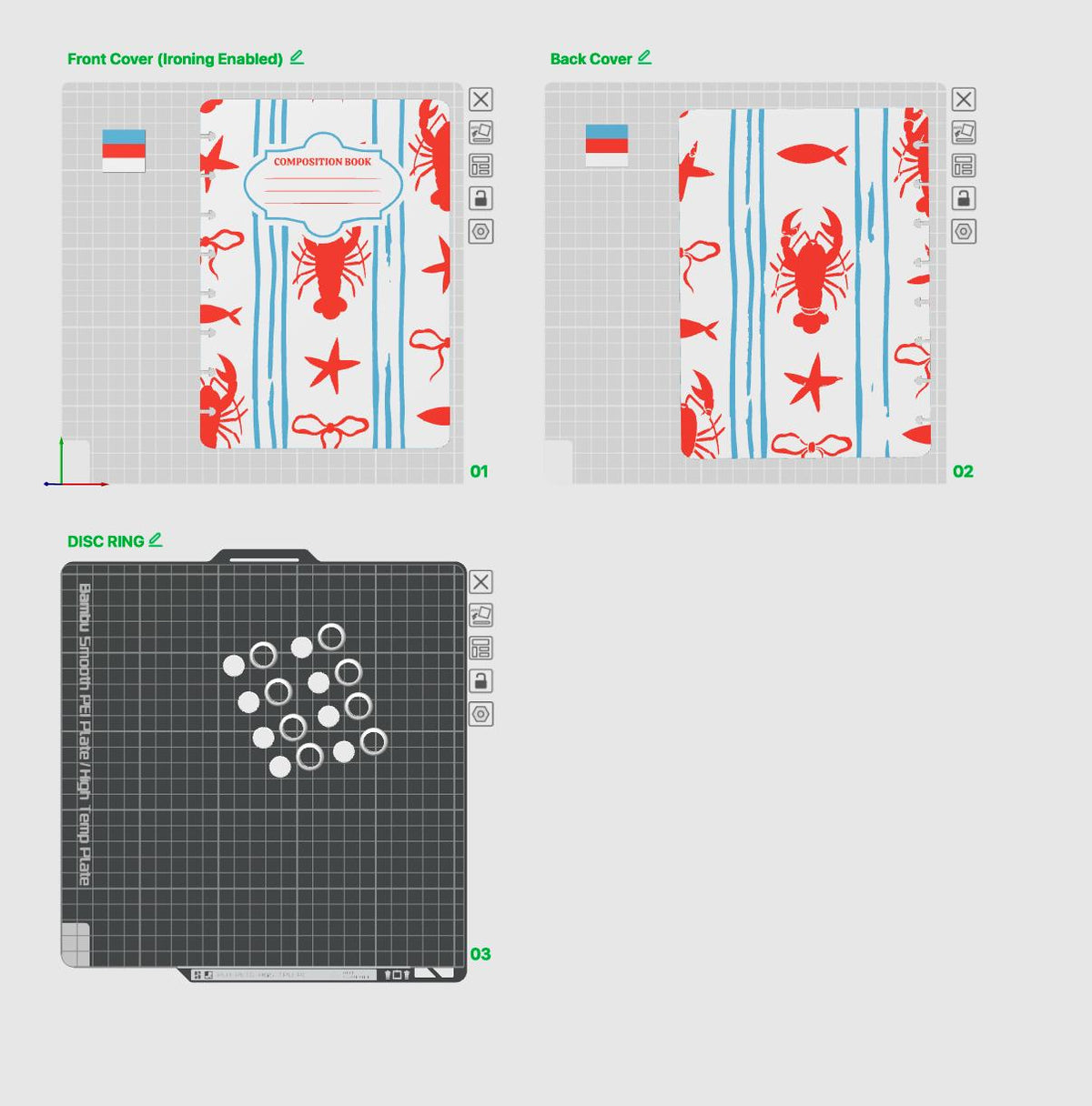 A5 Costal Lobster Notebook Cover Set Digital Download