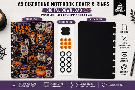 A5 Hocus Pocus Notebook Cover Set Digital Download