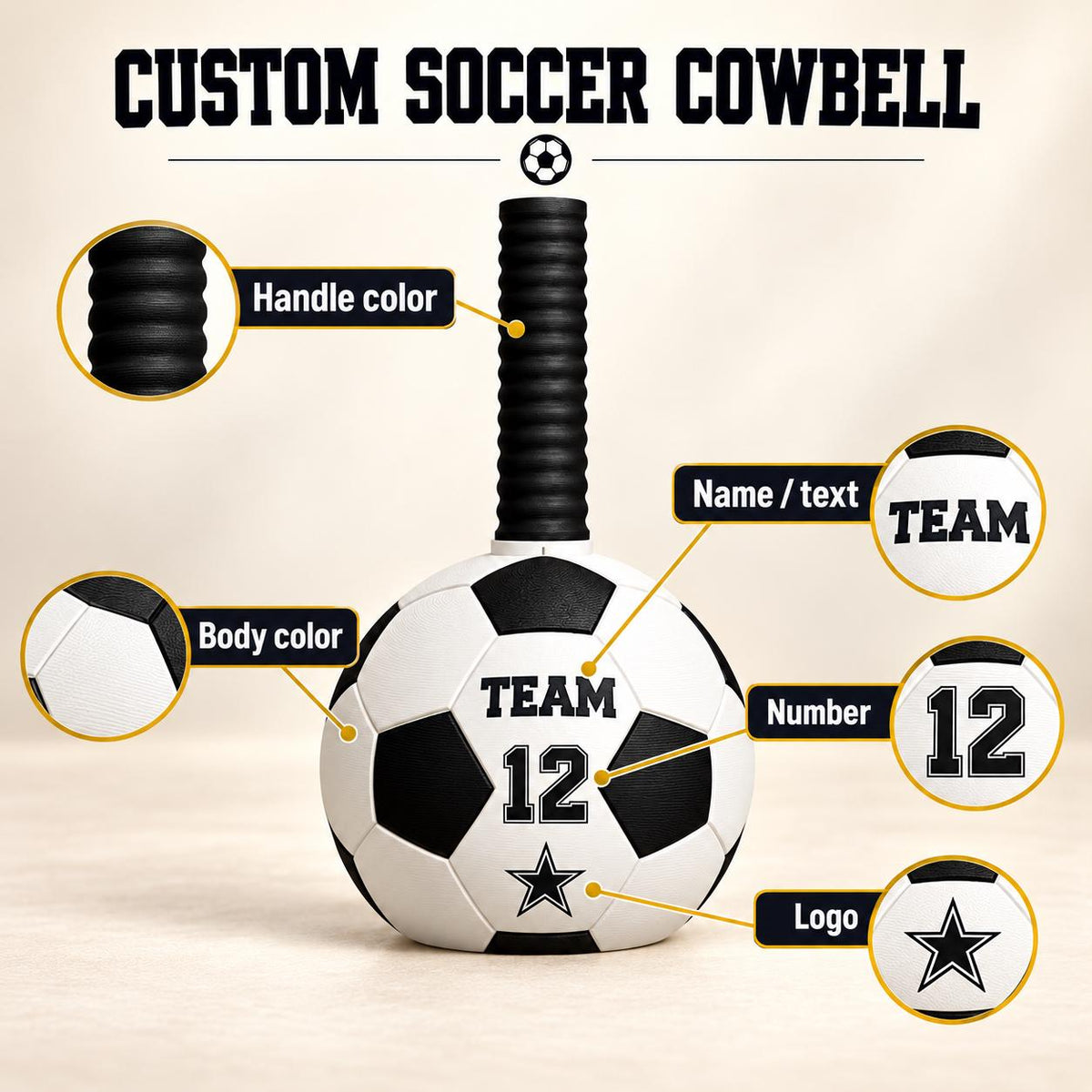 3D STL File SOCCER Custom Cowbell