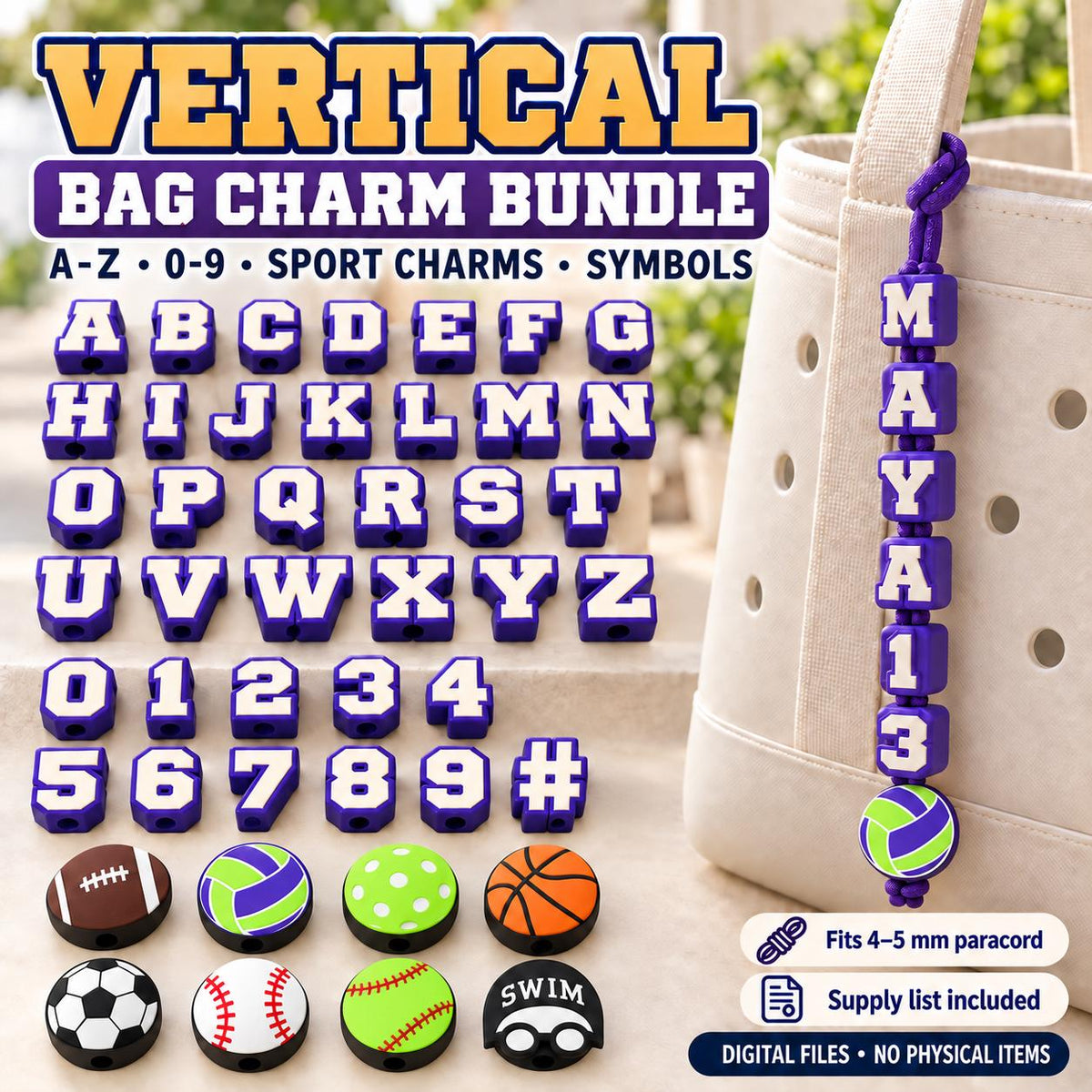 BUNDLE Vertical Bag Charms for Yeti Camino Bogg Bag Accessories
