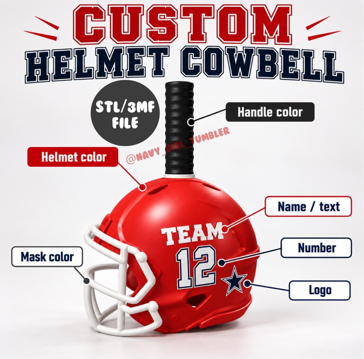 3D STL File Custom Cowbell