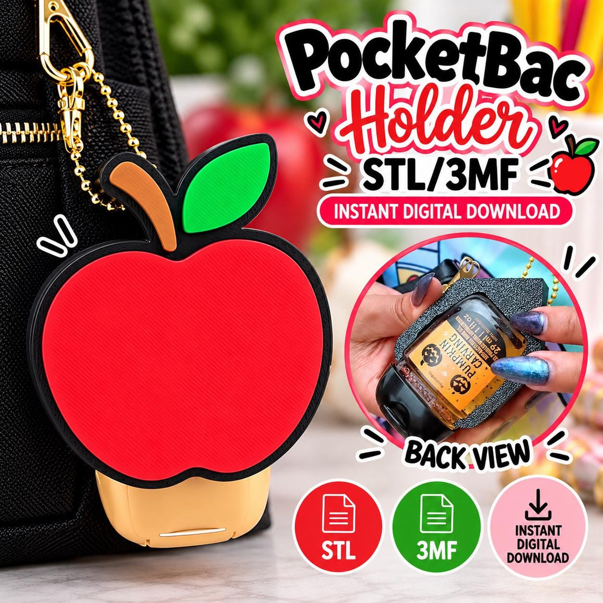 Apple PocketBac Holder: 3D Printable STL/3MF Digital Download