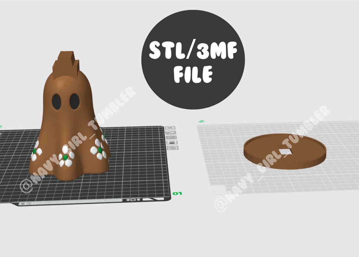 Barro Ghost Candle Holder: Floral 3D Print STL/3MF File for Bambu Studio
